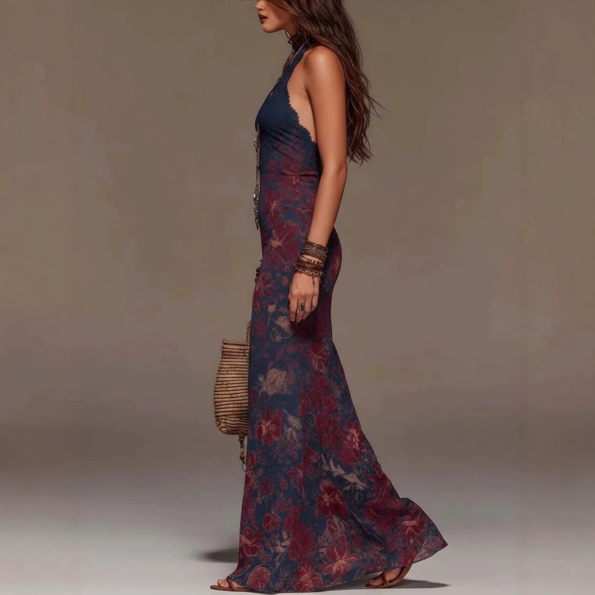 Vintage Trägerkleid lang