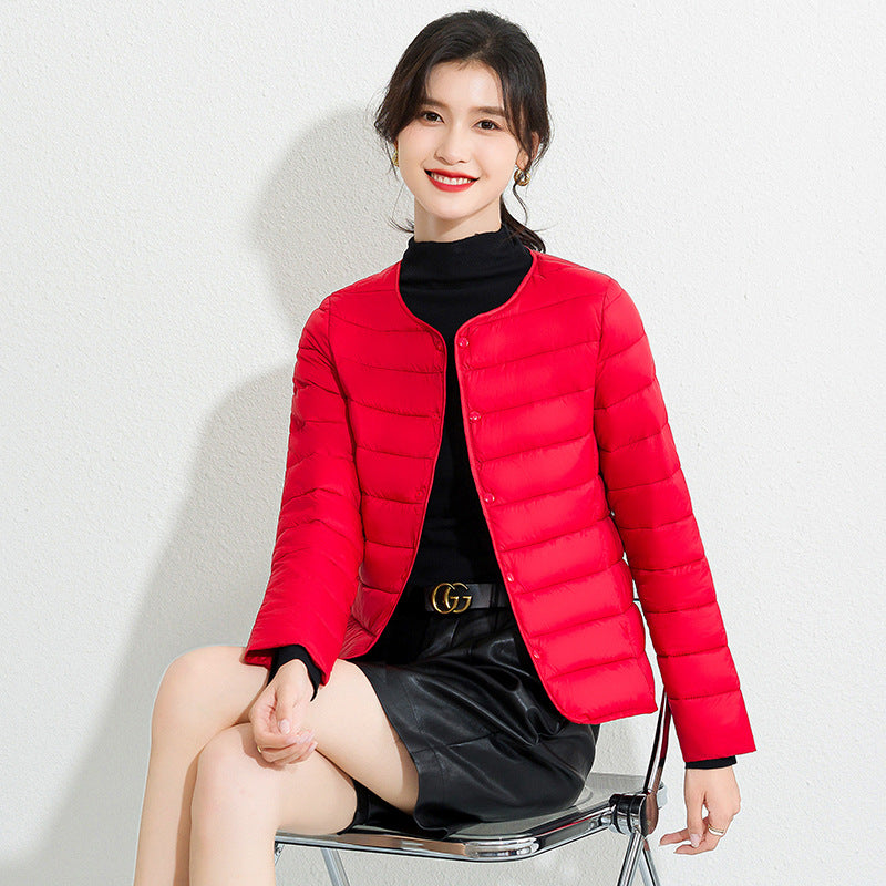 Leichte kurze Baumwoll-Liner-Jacke für Damen