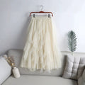 Eleganter Mesh-Patchwork Midi-Rock
