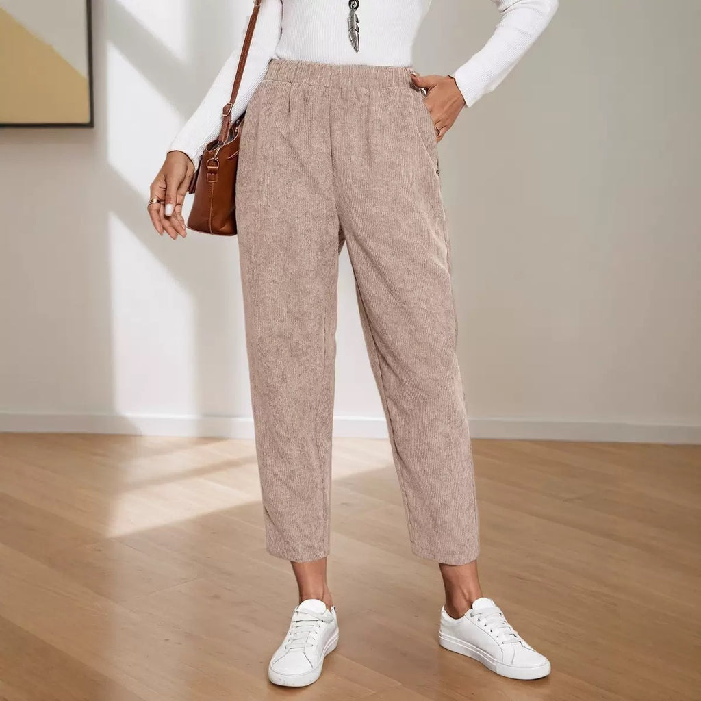 Cord-Pants mit Taschen, hoher Bund