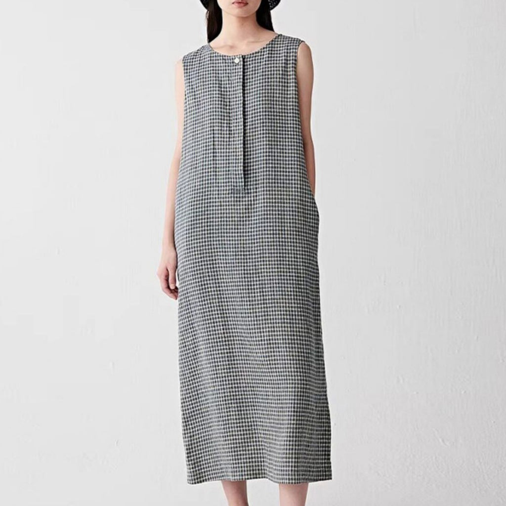 Leinenkleid ärmellos mit Taillengürtel – Bild 3 | LuxeStyle