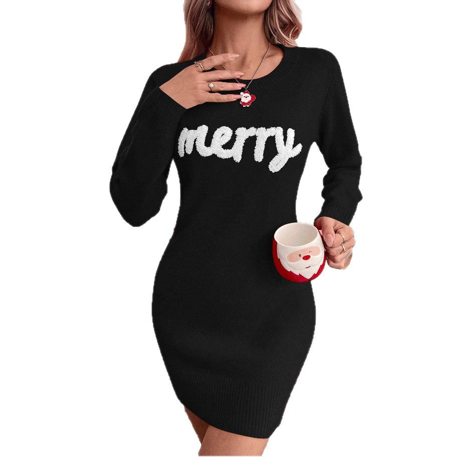 Weihnachts-Strickkleid mit langen Ärmeln – Bild 2 | LuxeStyle