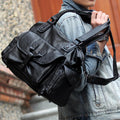 Männerhandtasche für Reisen – PU-Leder, schwarz/braun | LuxeStyle