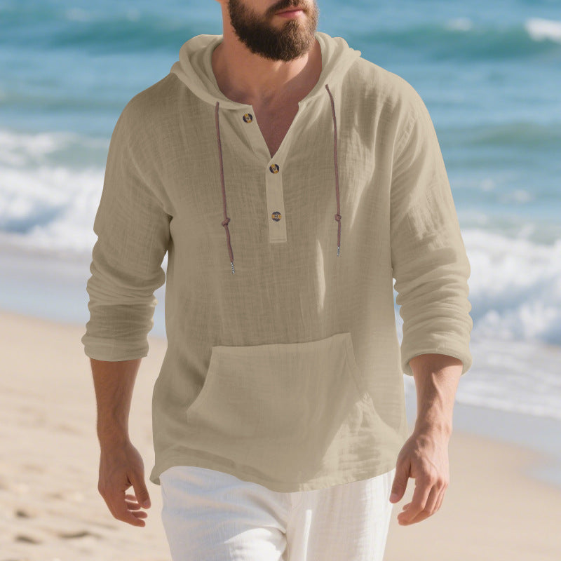 Herren Langarm-Hoodie Leinenmischung – Bild 3 | LuxeStyle