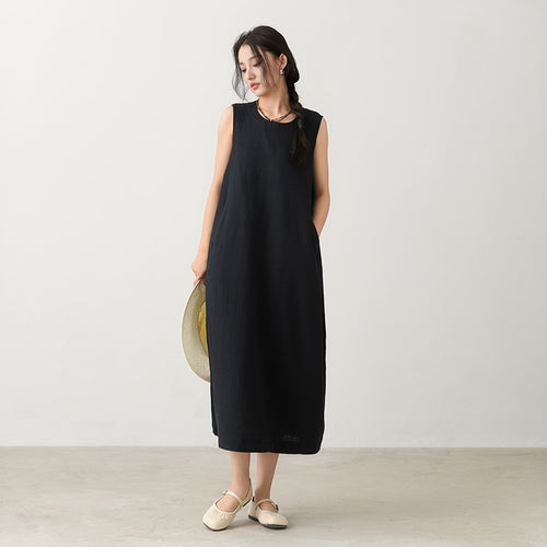 Ärmelloses A-Linien-Kleid aus Leinenmix – Ansicht 2