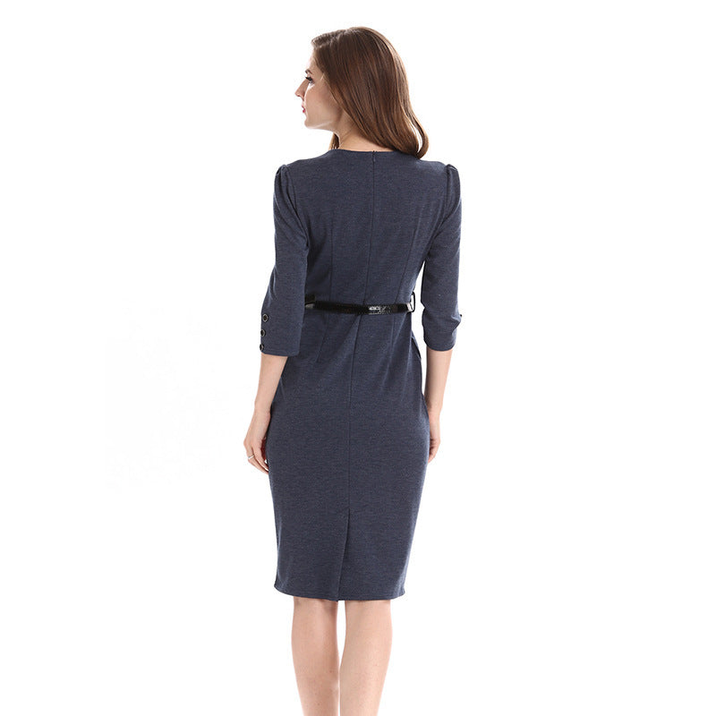 Patchwork Mini-Kleid mit V-Ausschnitt – Bild 9 | LuxeStyle