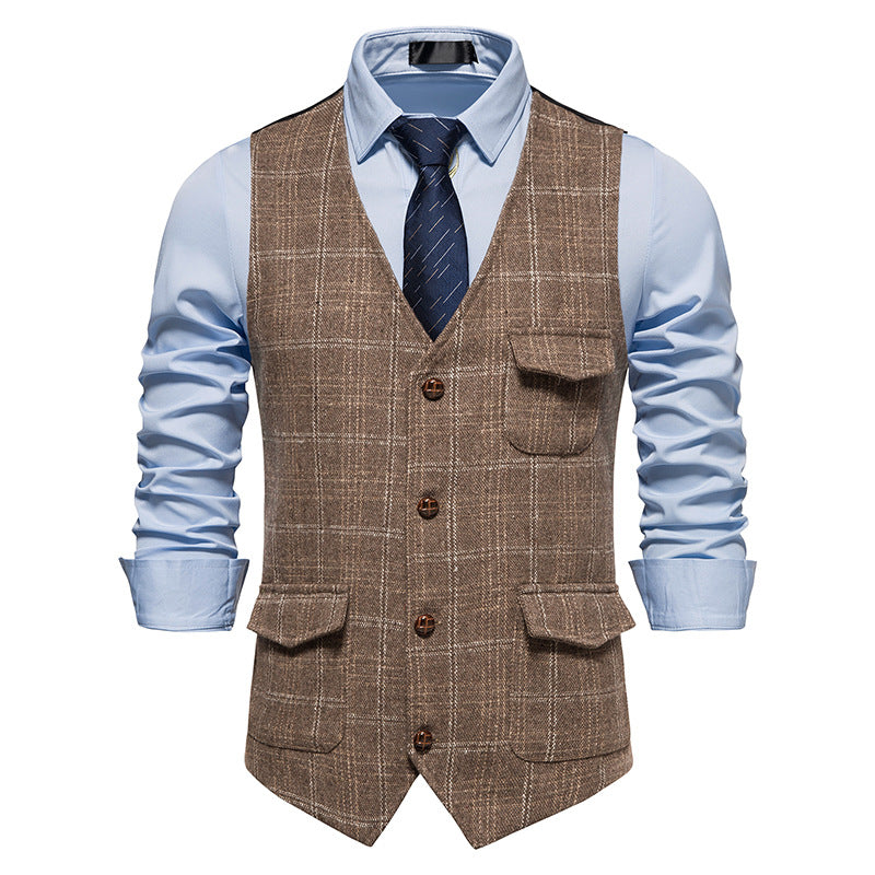 Herren Vintage Tweed Gittermuster Weste