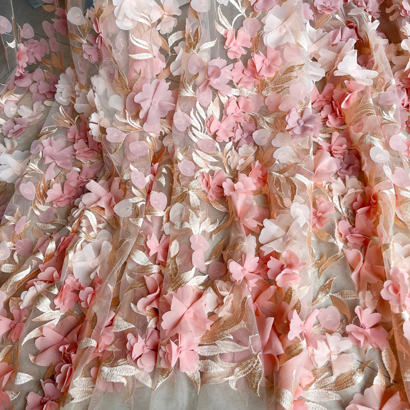 Weisse Chiffon-Blumen Spitzenstoff