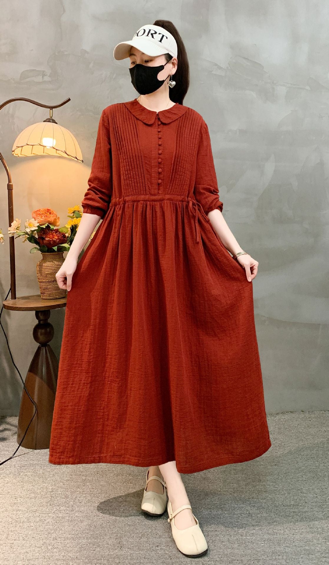 Retro-Kleid mit Langarm