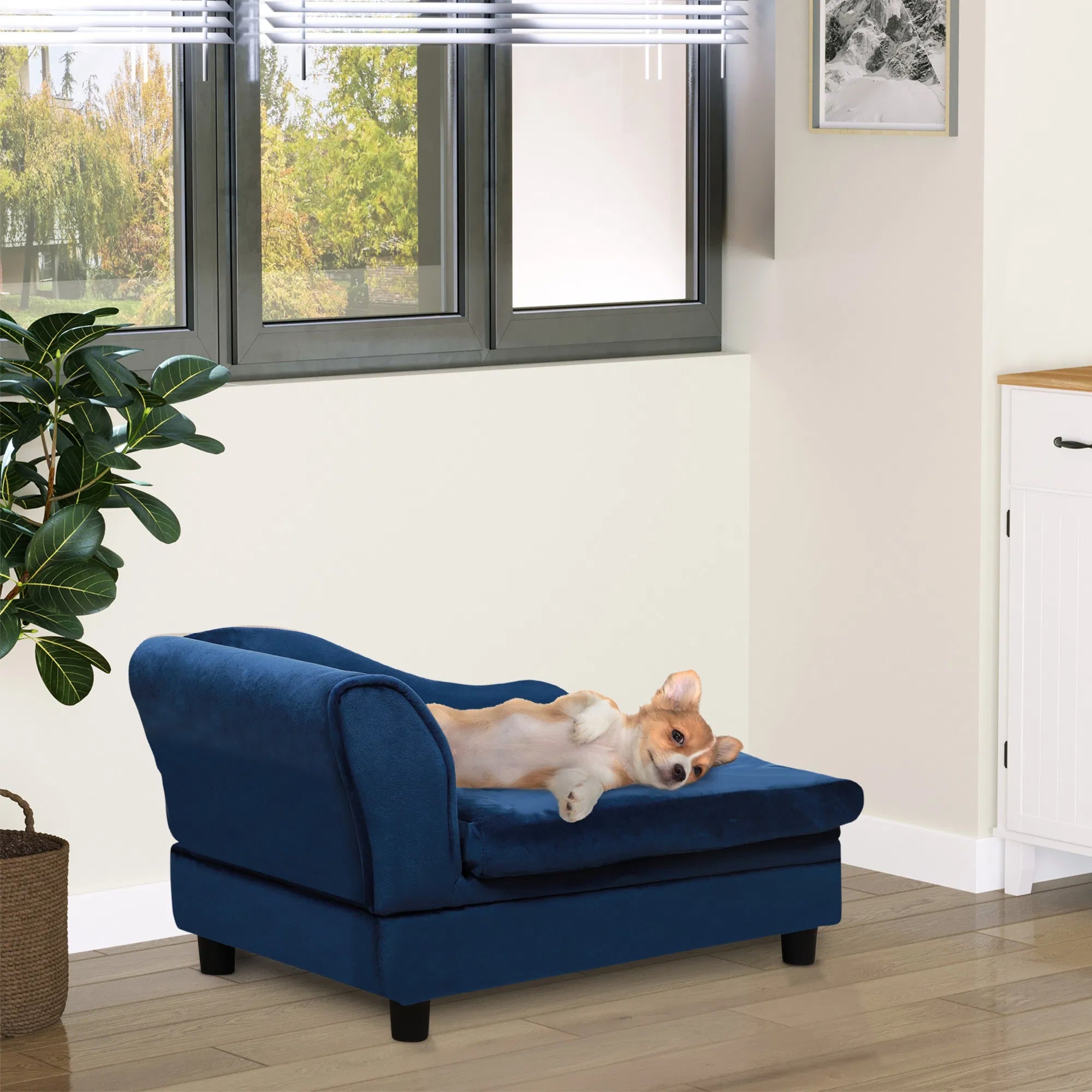Hundebett mit Stauraum, Blau