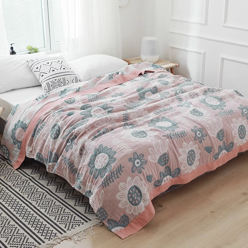 Musselin Baumwolldecke mit Pflanzenmuster