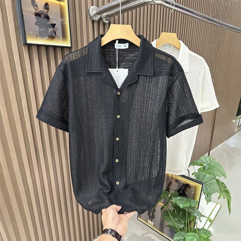 Kurzarm-Strickhemd für Herren – Bild 6 | LuxeStyle