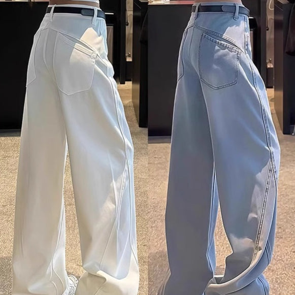 Weisse Gerade Beine Jeans für Grössen