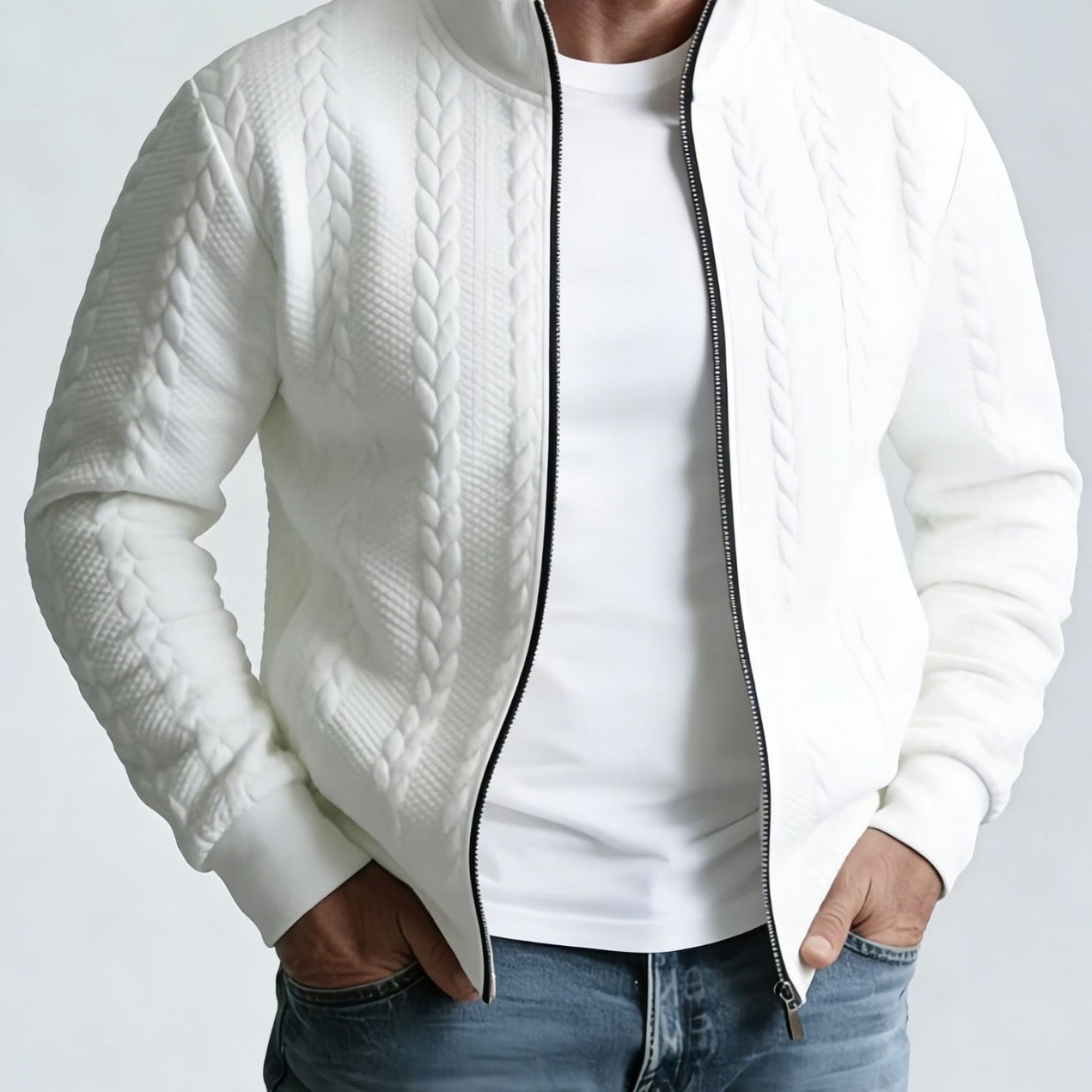 Jacquard Stehkragen Jacke für Herren