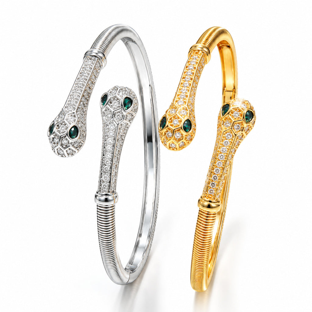 Doppelköpfiges Schlangen-Armband mit Diamanten