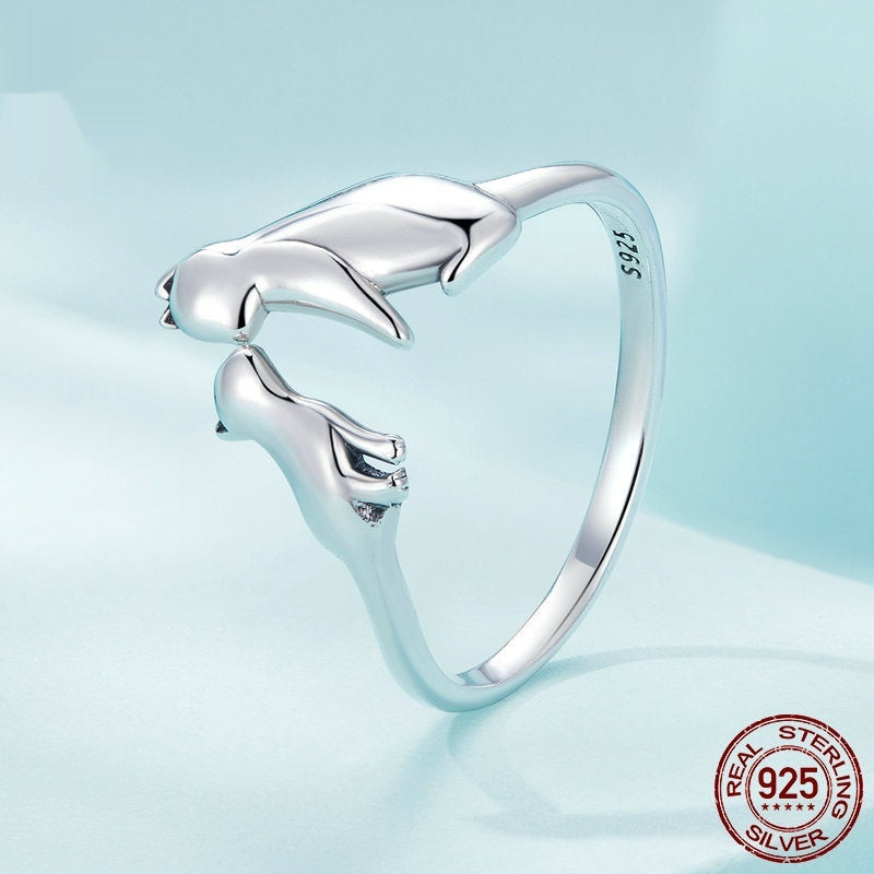 S925 Sterling Silber Katzenring, verstellbar – Bild 3 | LuxeStyle