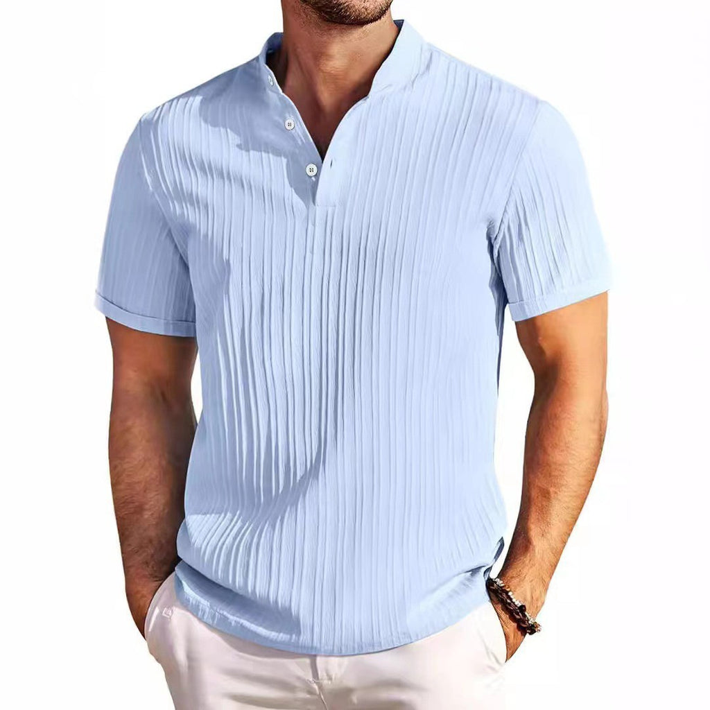 Herren-Jacquard-Hemd Leinen-Cotton