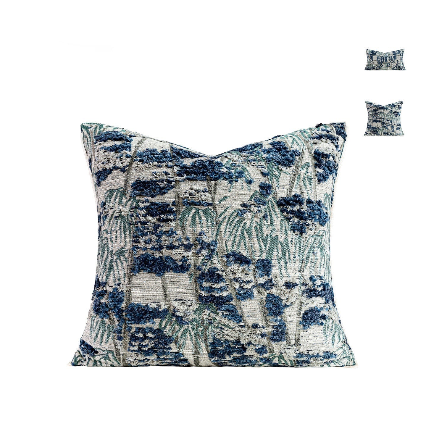 Blaues Tufted Jacquard Kissen