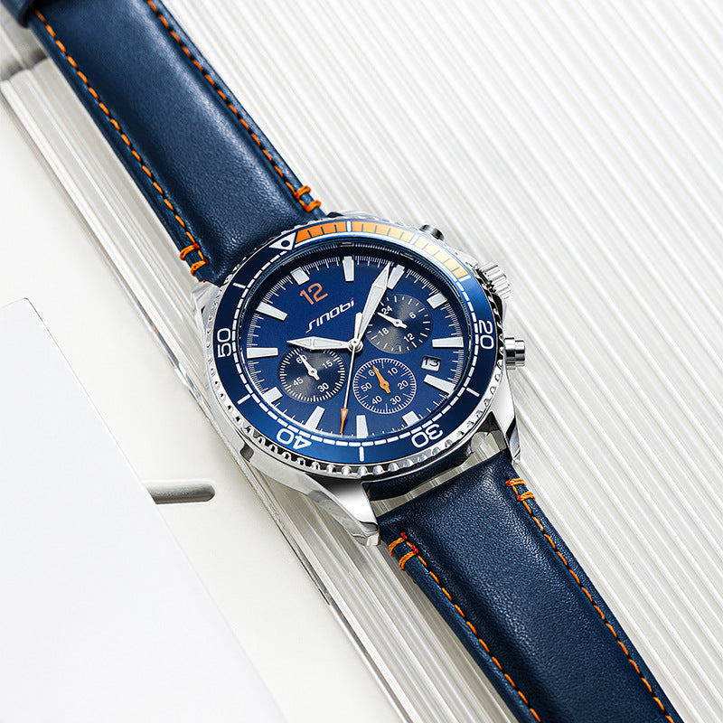 Herren Chronograph Sportuhr mit PU-Armband