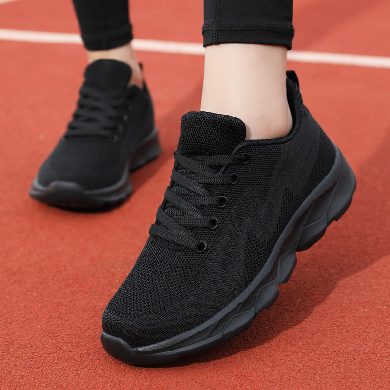 Schwarze Damen-Sneaker, Leichtgewicht & atmungsaktiv mit weicher Sohle