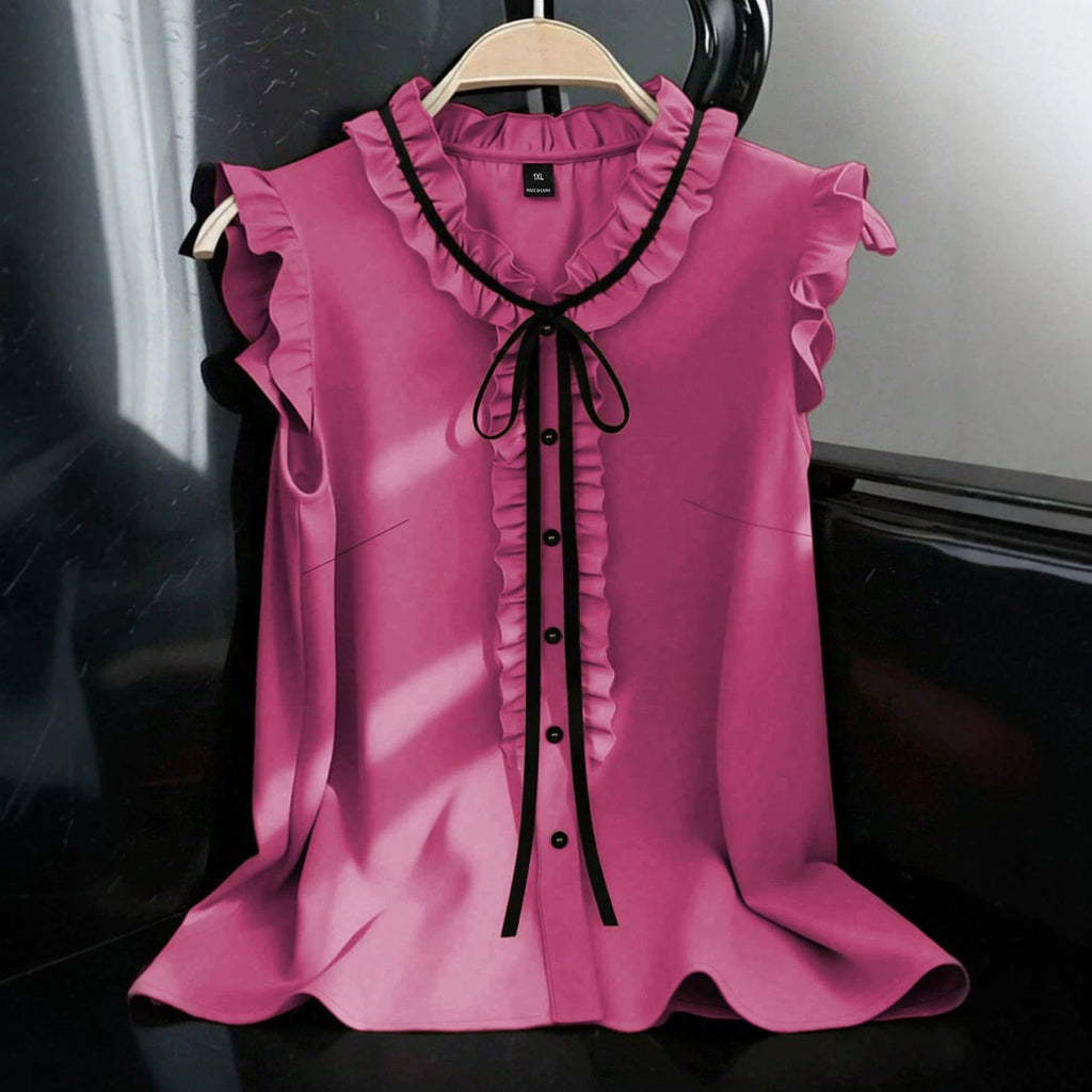Ärmellose Bluse mit V-Ausschnitt und Schnürung