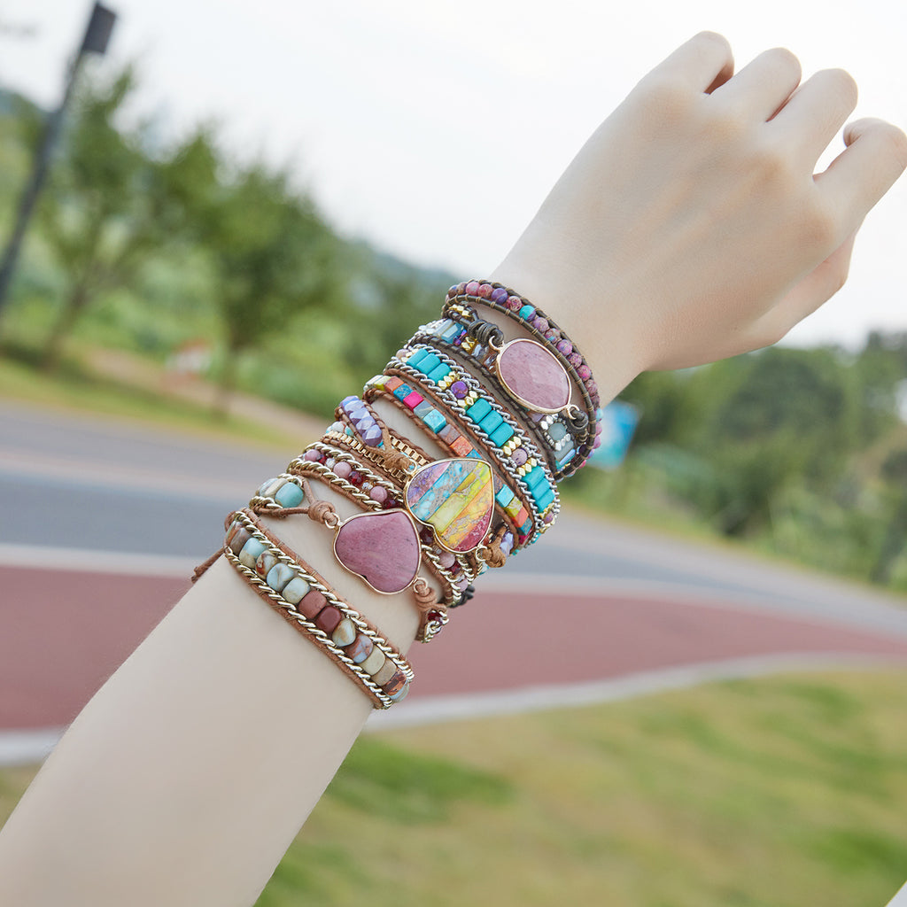 Gewickeltes Armband mit drei Lagen und Achat – Bild 2 | LuxeStyle