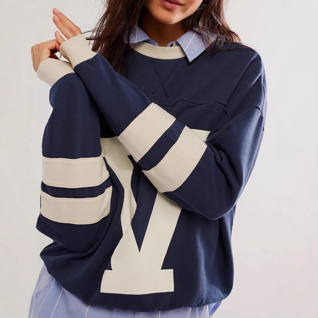 Color-Blocked Hoodie mit Letter-Print