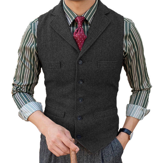 Herren-Anzugweste Slim Fischgrat-Muster – Bild 14 | LuxeStyle