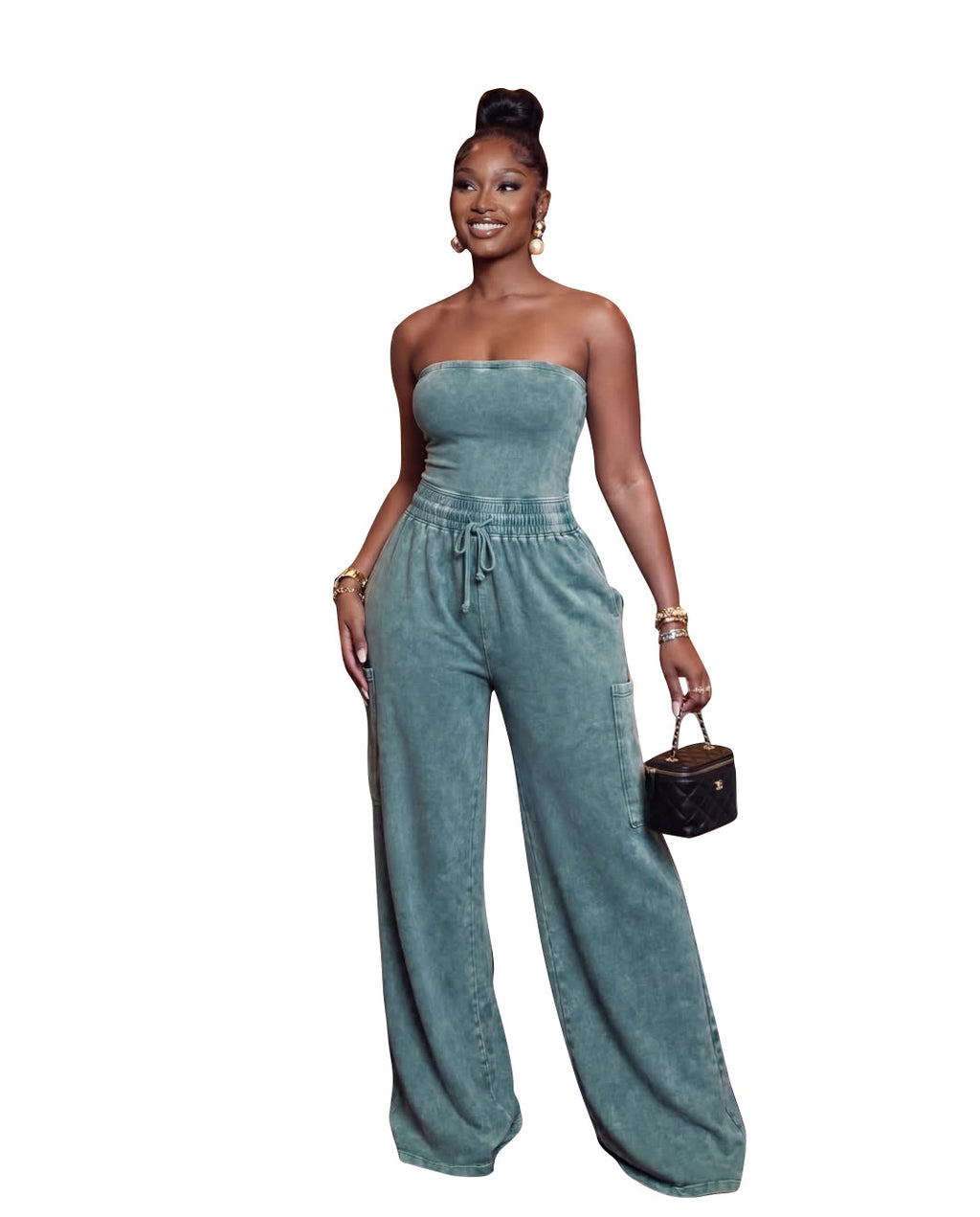 Jumpsuit «Casual Washed» mit weitem Bein