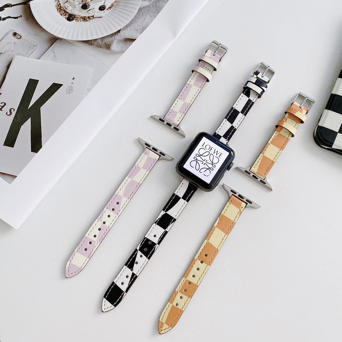 Gestreiftes Lederarmband für Apple Watch – Bild 4 | LuxeStyle