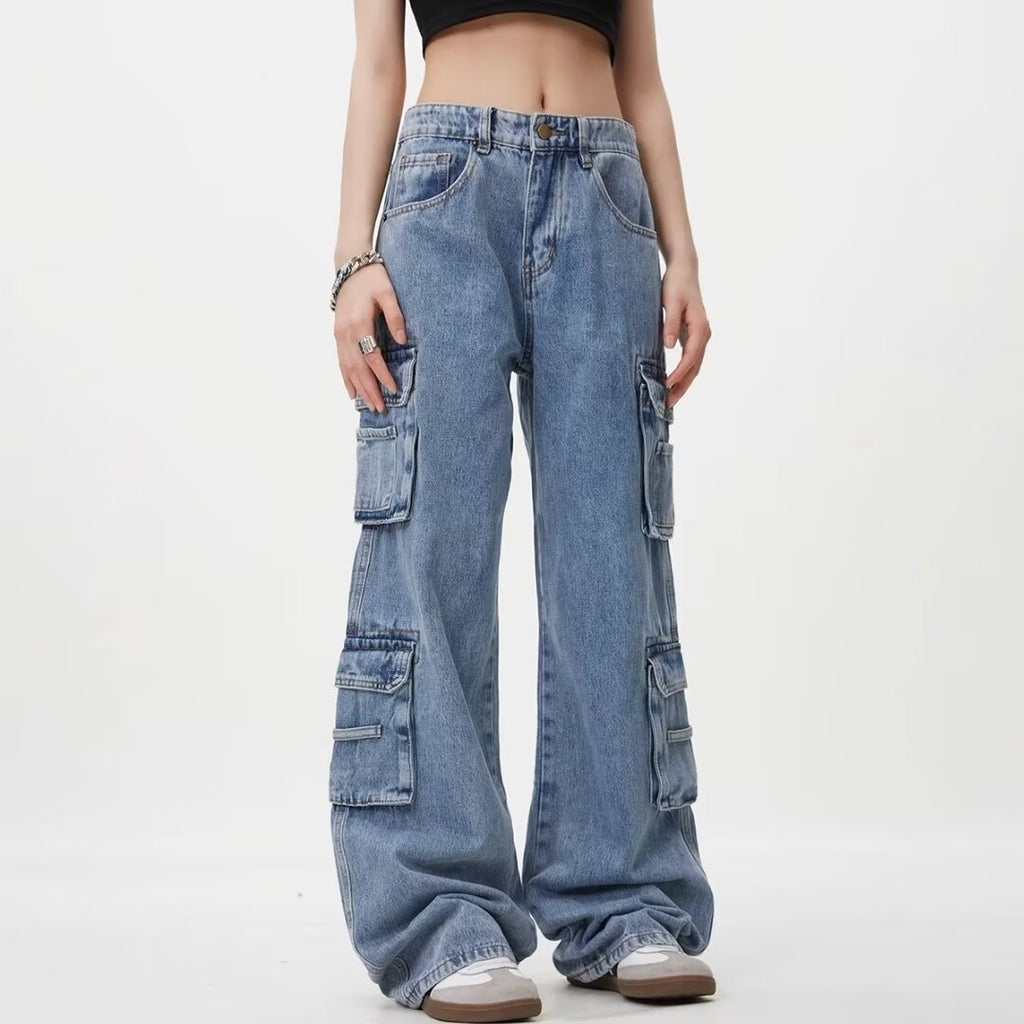 Gerade Damenhosen mit Waschfinish