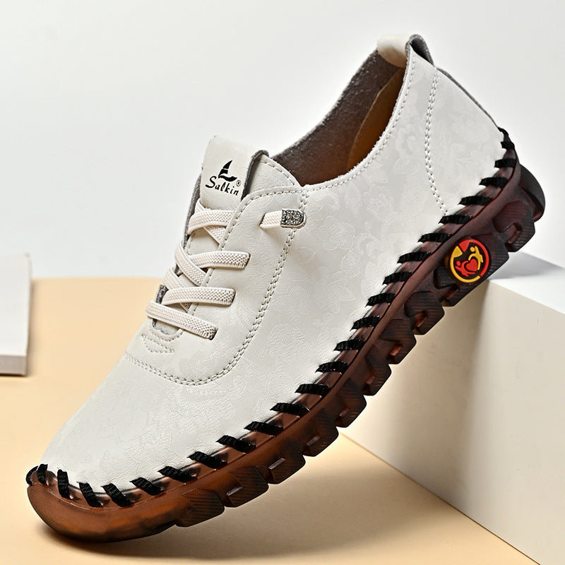 Leder-Sneaker mit flacher Sohle – Bild 6 | LuxeStyle