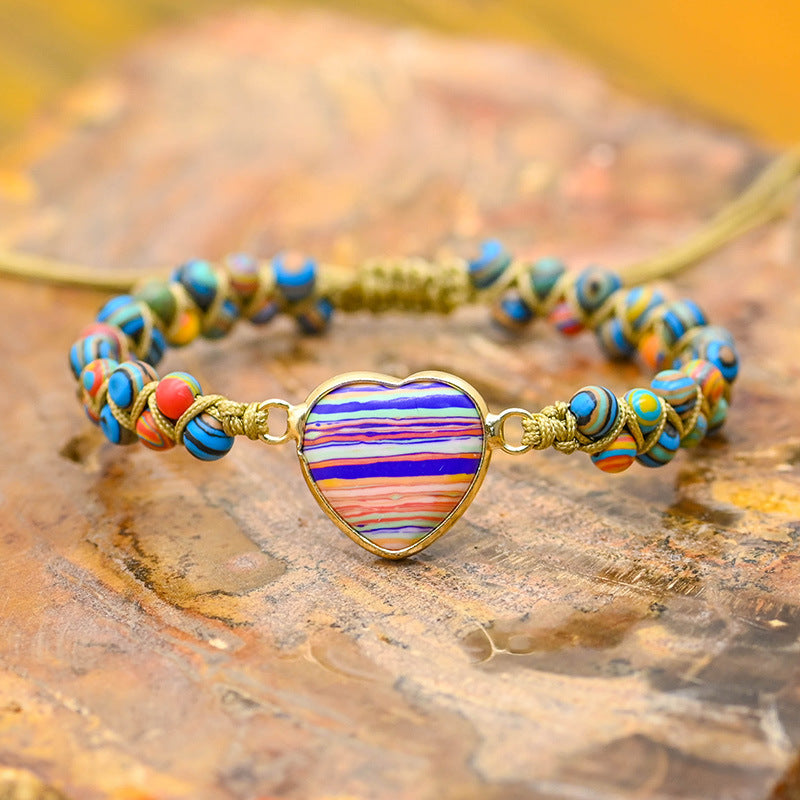 Geflochtenes Herz-Armband mit bunten Steinen – Bild 3 | LuxeStyle
