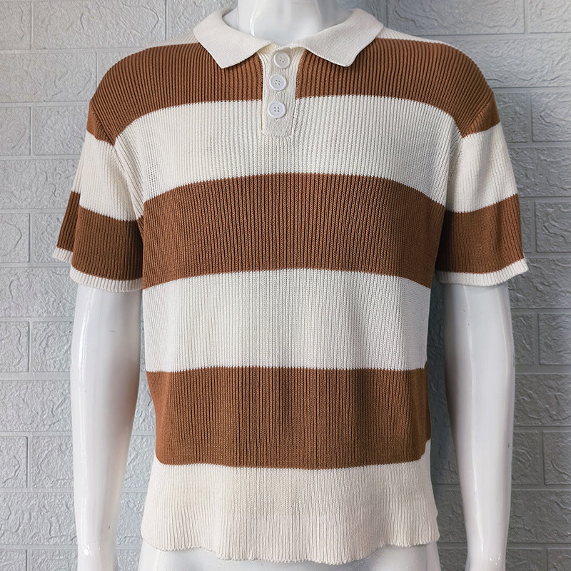 Kurzarm-Strickpullover mit Reverskragen