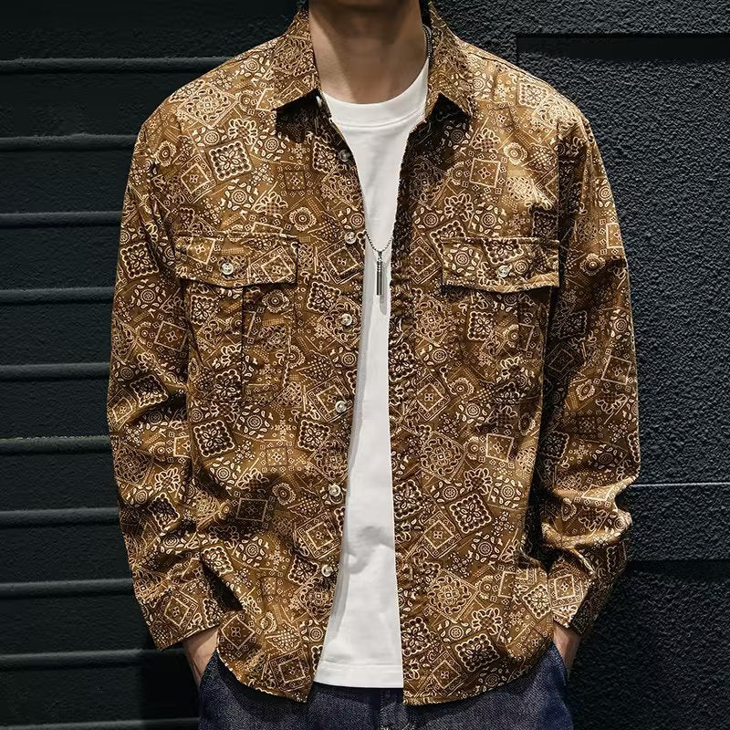Freizeit-Hemd mit Denim-Print für Herren | LuxeStyle