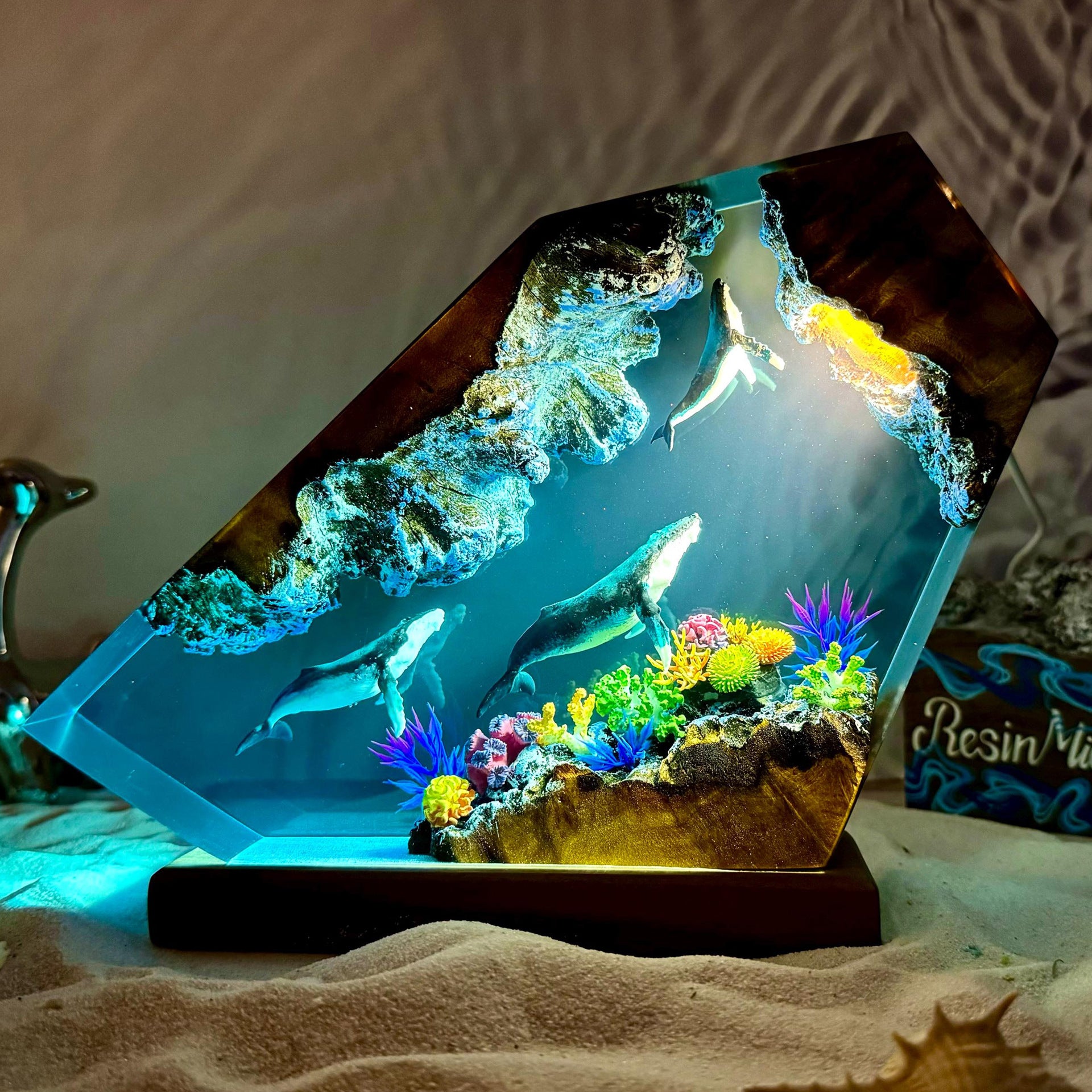 Nachtlicht aus Holz und Resin