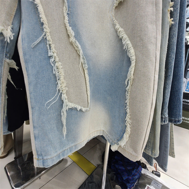 Weite Denim Jeans mit Rohschnitt