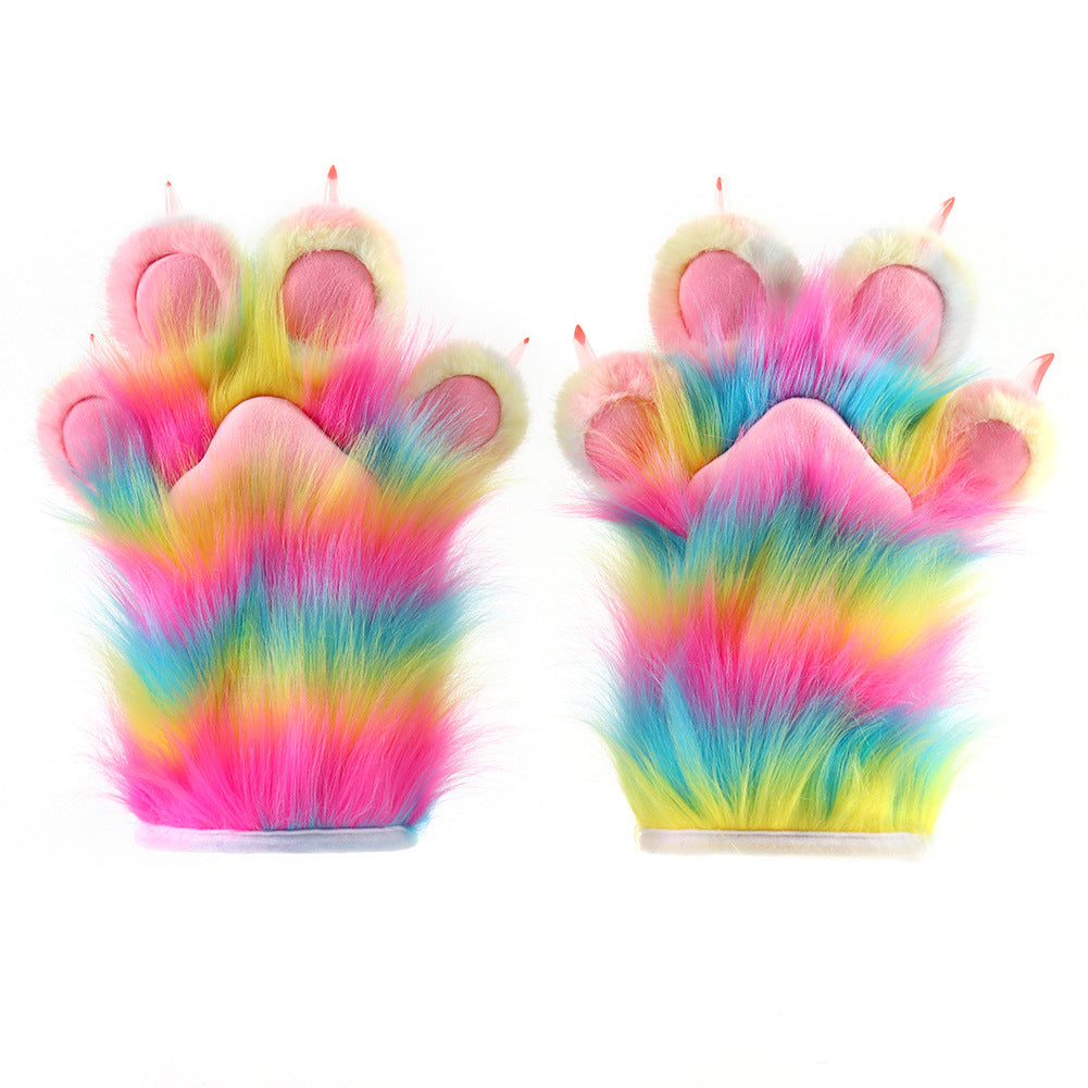Plüschige Tierpfoten-Handschuhe