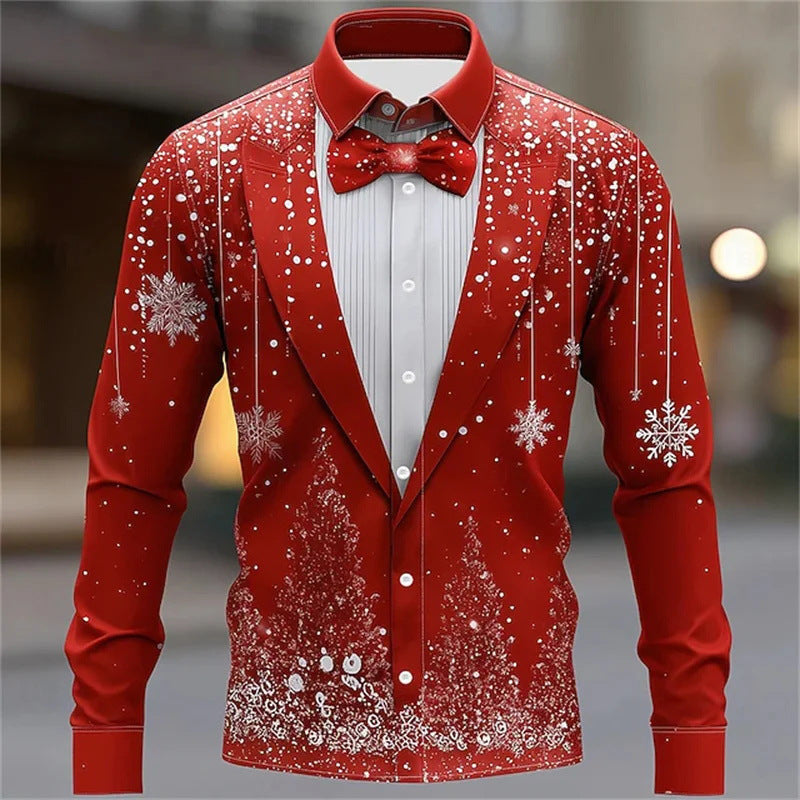 Herren Hemd mit Schneeflocken-Krawatten-Print – Bild 13 | LuxeStyle