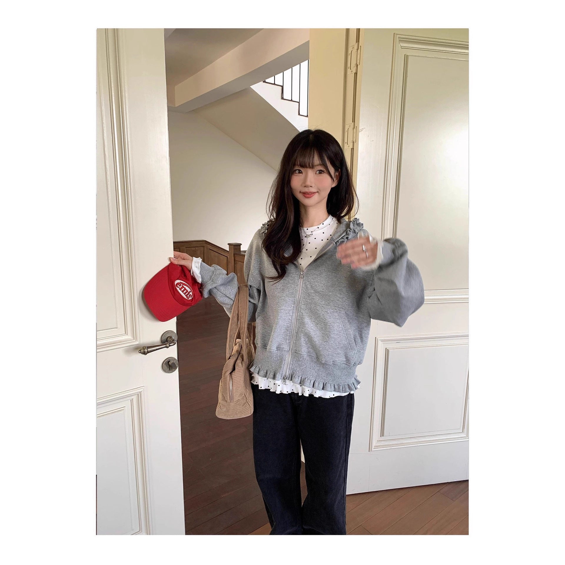 Grauer Hoodie Cardigan