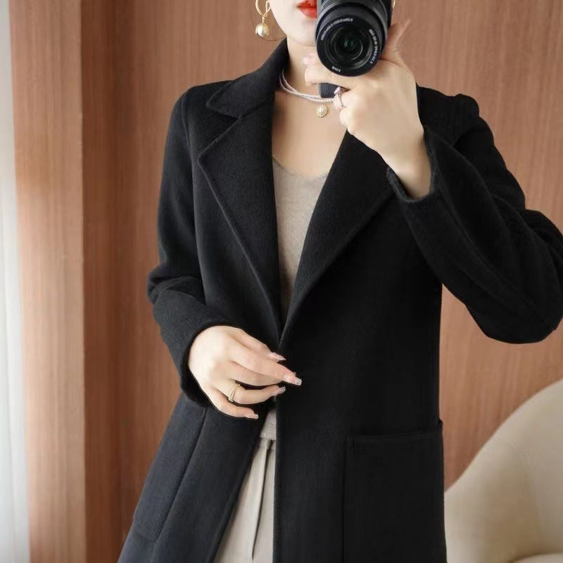 Mid-length Wollmantel Casual Chic