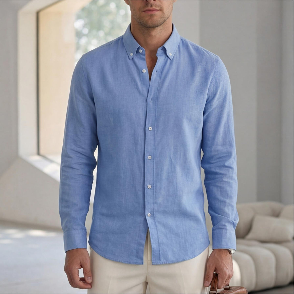 Langarm-Hemd in Blau – Bild 5 | LuxeStyle