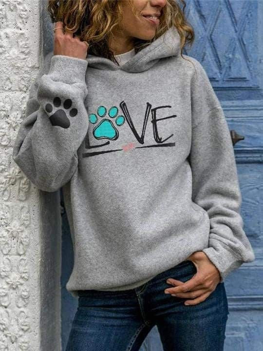 Tulpen-Print & Kartoon Schädel Hoodie Damen Herbst