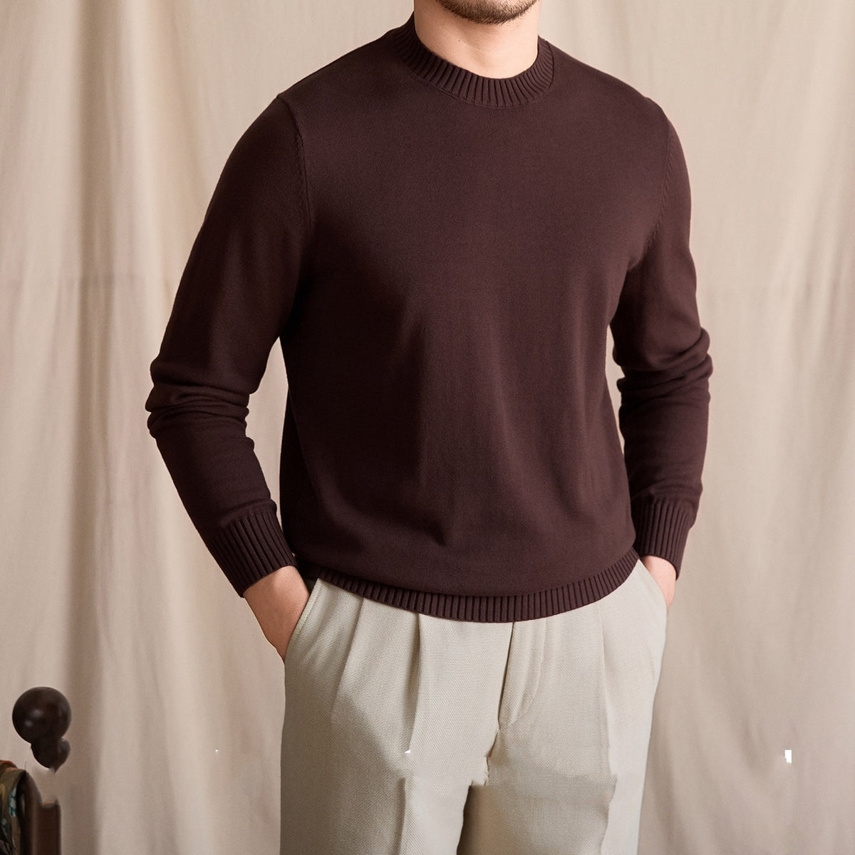 Strick-Langarmshirt aus reiner Baumwolle | LuxeStyle