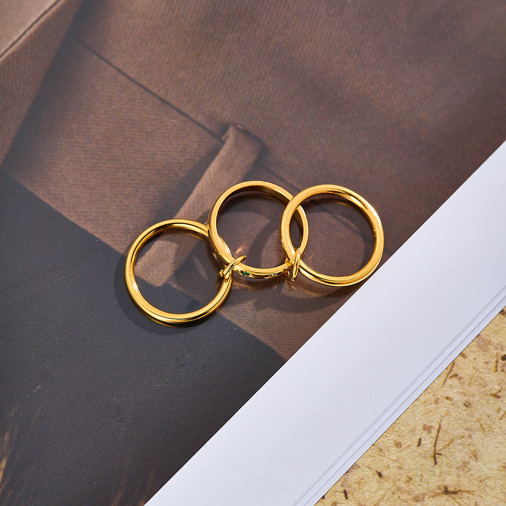 Dreistufiger Ring, 18K vergoldeter Edelstahl – Bild 4 | LuxeStyle