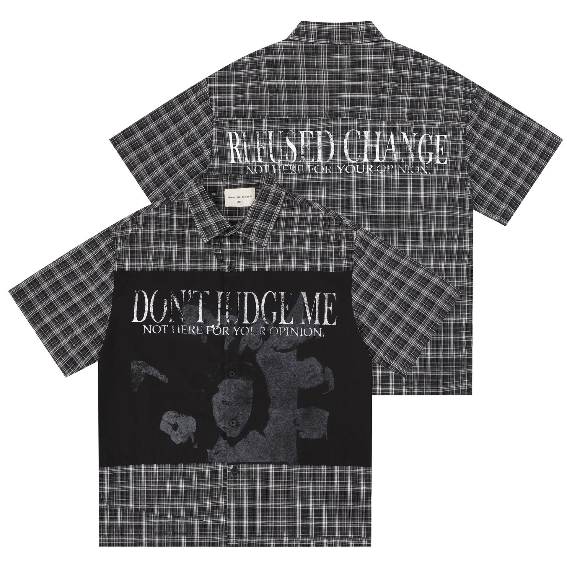 Retro Color-Block Patchwork Plaid Hemd