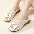 Bestickte Mesh-Mules mit Blumenmuster