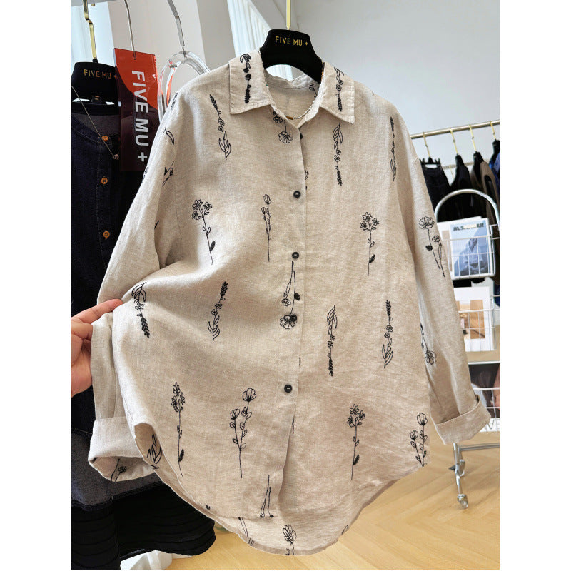 Elegantes Langarm-Top mit Pflanzenmuster – Bild 3 | LuxeStyle