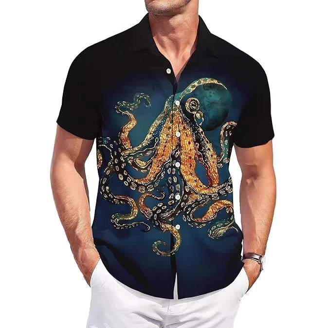 Revers-Shirt mit Digitaldruck abstrakt