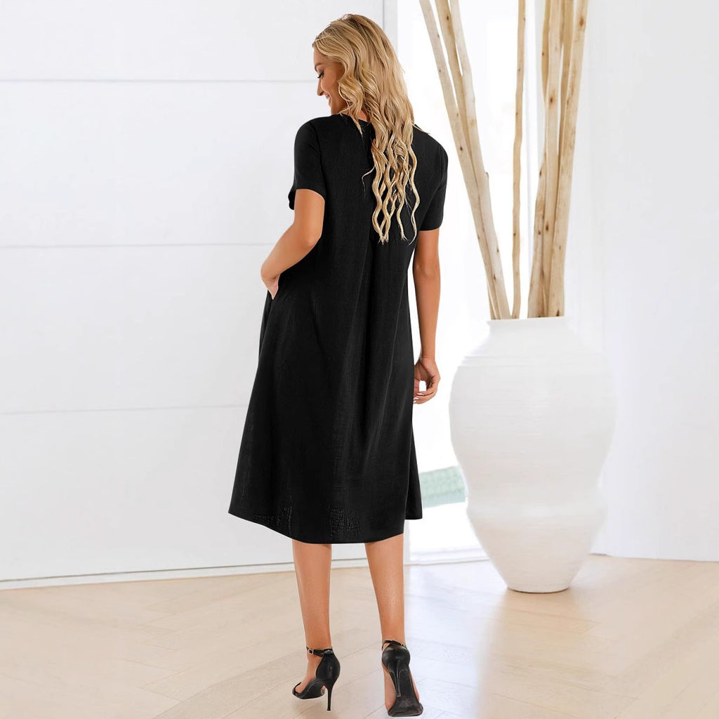Freizeitkleid Oversize Rundhals Kurzarm – Bild 2 | LuxeStyle